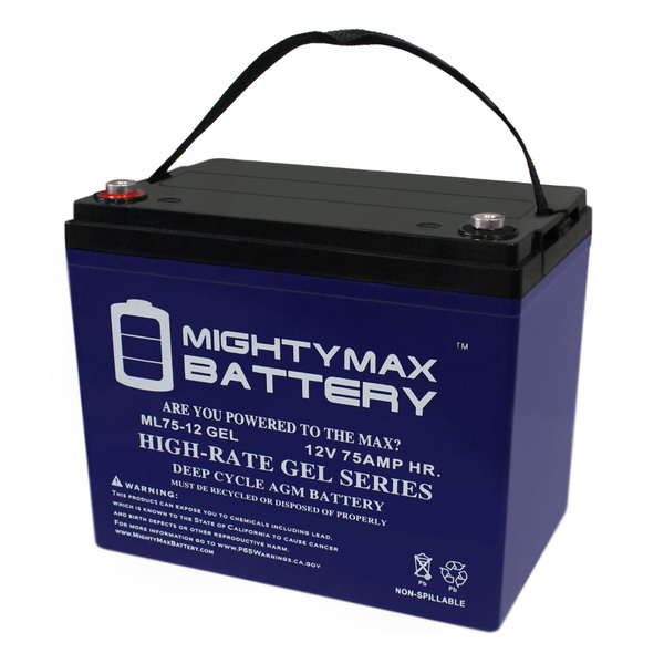 Mighty Max Battery 12V 75AH GEL Battery Replaces Teftec Wheelchair PartNumber UB12750-ER ML75-12GEL6